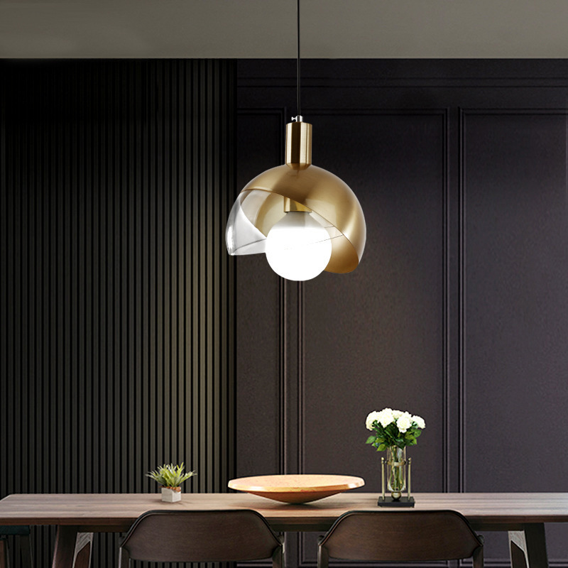 Wholesale  Hot Sale Single Head E27 Pendant Lamp for Bedside Bar Kitchen Golden Pendant Light