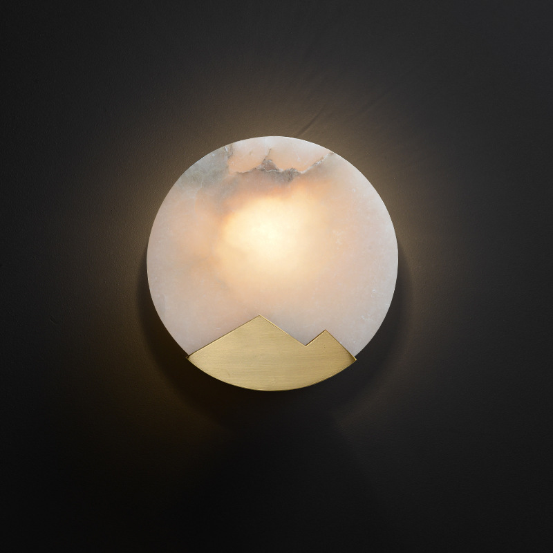 Iron golden round marble E14 interface wall lamp for bedside aisle corridor lamp lighting