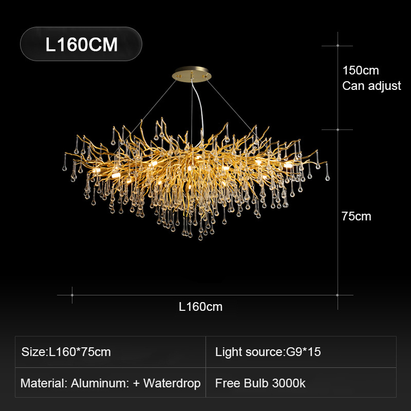 crystal lamp L160 CM Overseas warehousing light fixtures modern drop light for dinning room chandeliers ceiling luxury lamps