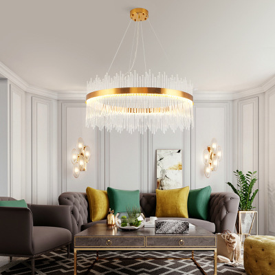 crystal chandelier glass rod living room light luxury chandelier lighting modern