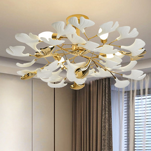 Simple modern romantic rural Ginkgo biloba chandelier Creative living room bedroom dining room study decorative light