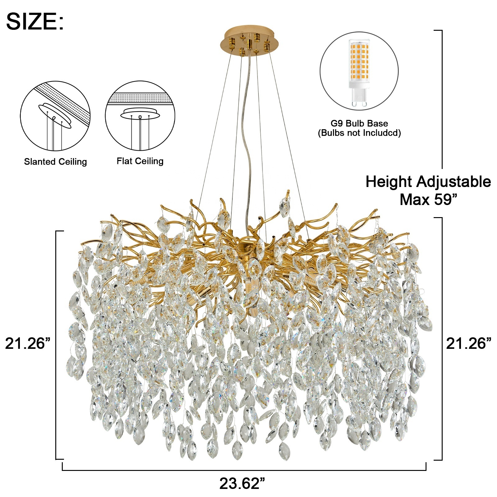 Light luxury gold dendriform chandelier   dining room Island living room entryway high ceiling k9 crystal chandeliers