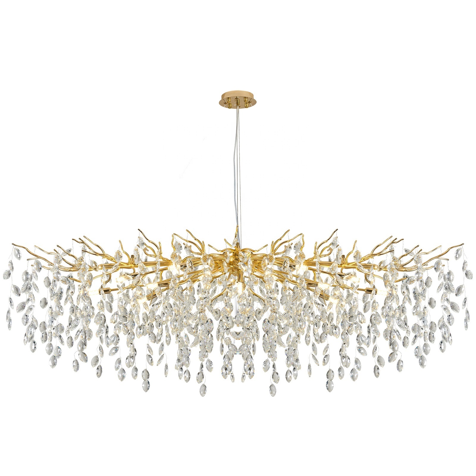 Light luxury gold dendriform chandelier   dining room Island living room entryway high ceiling k9 crystal chandeliers