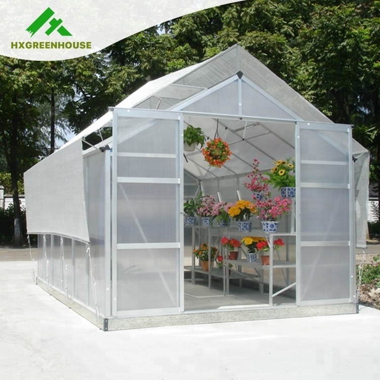 Polycarbonate  one stop  large  aluminium garden greenhouses  parts with base plate