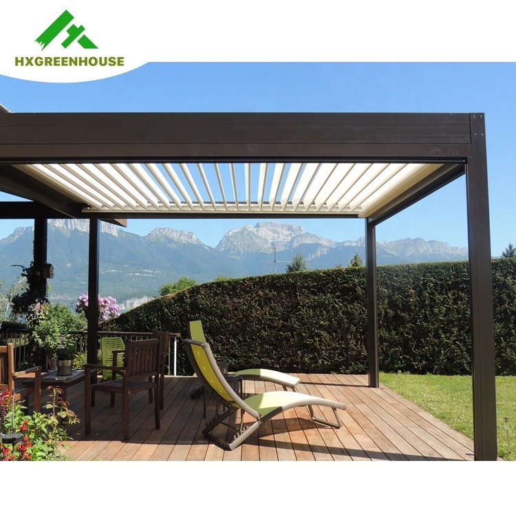 Electrical folding hot sale aluminium wood outdoor cheap hardtop waterproof metal gazebo