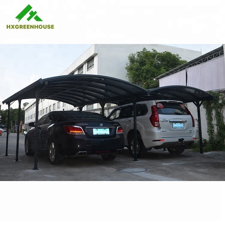 Outdoor waterproof arched roof modern designs aluminium double metal carport frame parts garages canopies carports car port