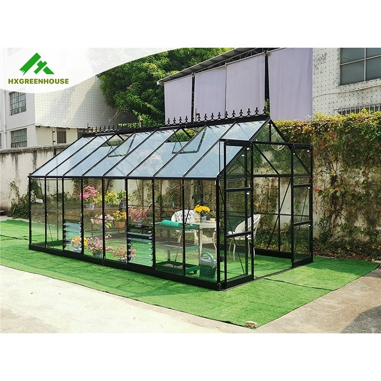 Glass shed flower mini mushroom green house automatic polycarbonate sheet security portable indoor greenhouse for vegetables