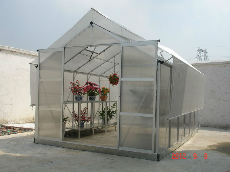 Polycarbonate  one stop  large  aluminium garden greenhouses  parts with base plate