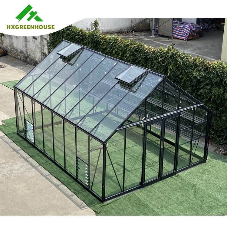 Outdoor metal aluminum frame green house backyard mini glasshouse victorian commercial glass garden greenhouse used for sale