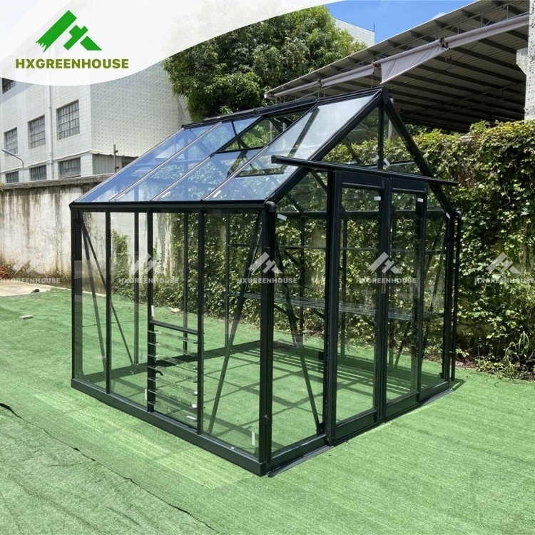 Outdoor metal aluminum frame green house backyard mini glasshouse victorian commercial glass garden greenhouse used for sale