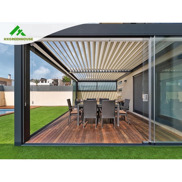 Outdoor garden 3x4 used glass roof alluminio sun shade patio automatic beach pergola for sale