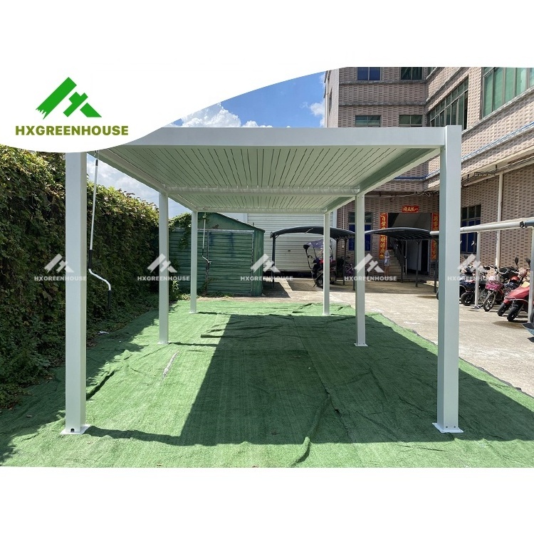 Garden Pavilion Aluminum Outdoor Extension Gazebo Skylight Electric Customized Cheap Pergola Automatic Retractable Roof Pergola