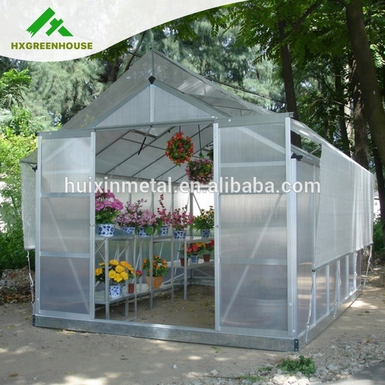 Polycarbonate  one stop  large  aluminium garden greenhouses  parts with base plate