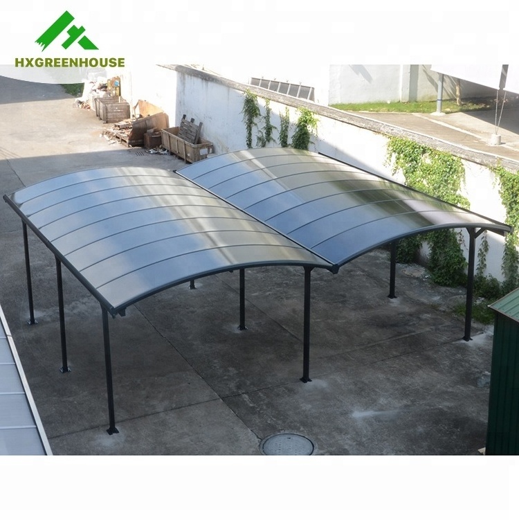 2 post car awning lowes outdoor double metal designs modern poland en aluminium pergola carport with arched polycarbonate  roof