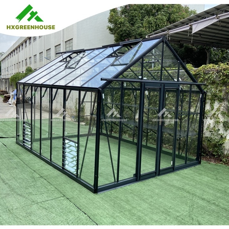 Outdoor metal aluminum frame green house backyard mini glasshouse victorian commercial glass garden greenhouse used for sale