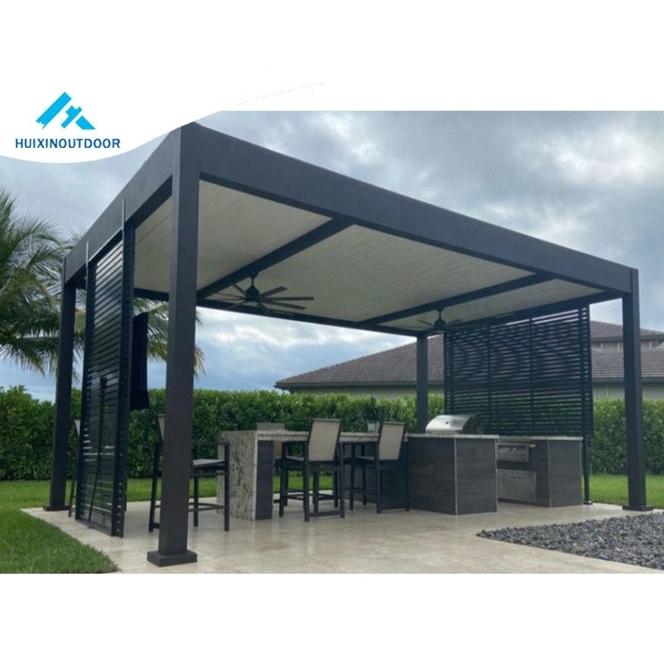 Backyard Patio Gazebo Para Garden Pavilion White Louvre Canada Modern Aluminium Pergola Waterproof Motorized Garden Gazebo