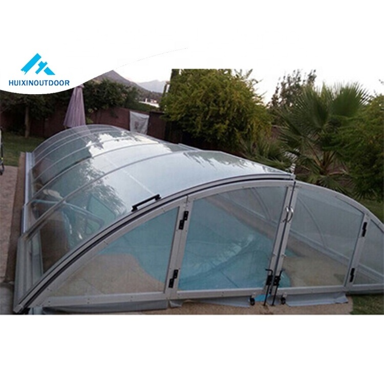 Aluminium telescopic roll decking swimming pool roof cover retractable outdoor oval automatic swimming pool leaf covers