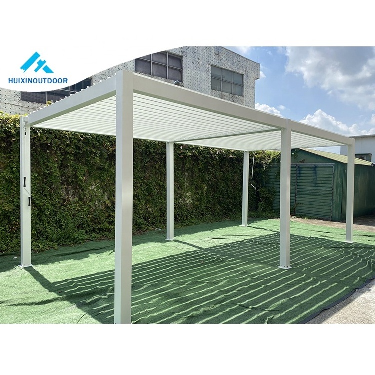 Bioclimatic garden roof louver arch outdoor waterproof motorized remote control gazebo electric aluminium metal louvered pergola