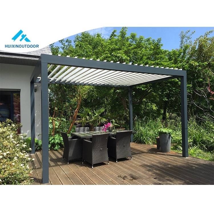 Bioclimatic garden roof louver arch outdoor waterproof motorized remote control gazebo electric aluminium metal louvered pergola