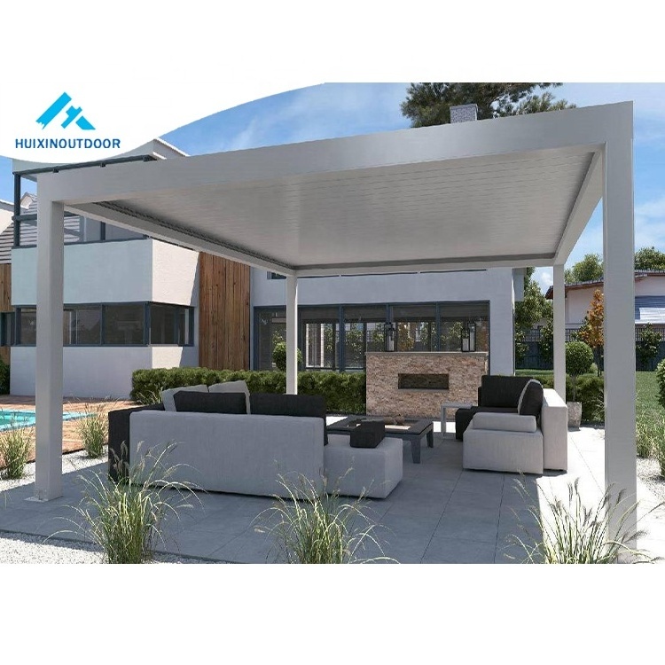 Manual exterior terrace awning pavilion aluminum canopy panel louvre kit gazebos waterproof system outdoor cover part pergola