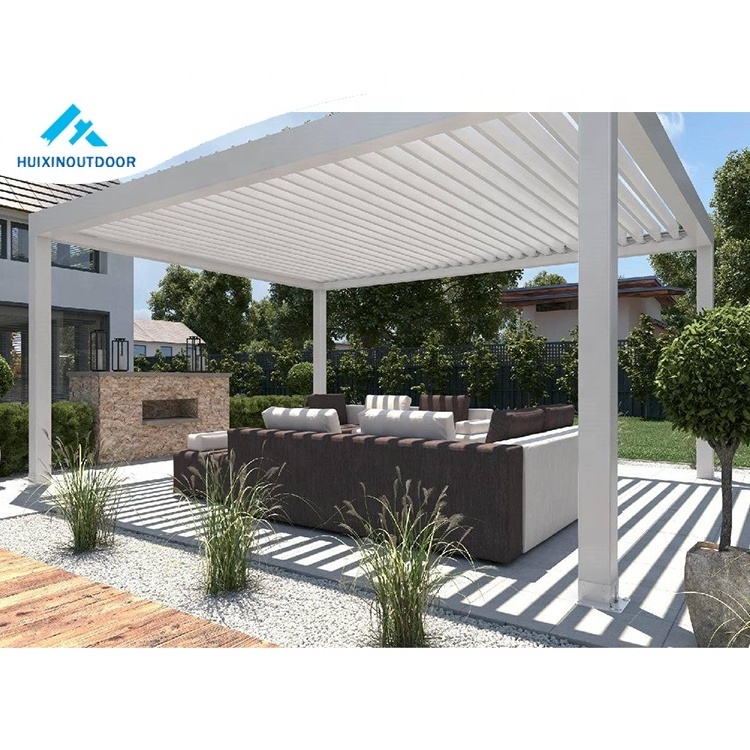 Manual exterior terrace awning pavilion aluminum canopy panel louvre kit gazebos waterproof system outdoor cover part pergola