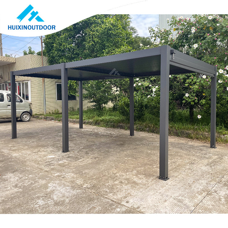 Manual exterior terrace awning pavilion aluminum canopy panel louvre kit gazebos waterproof system outdoor cover part pergola