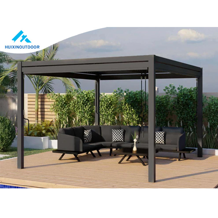 Electric motorized louver garden roof metal bioclimatic waterproof kit sustainable aluminum outdoor aluminium gazebo pergola