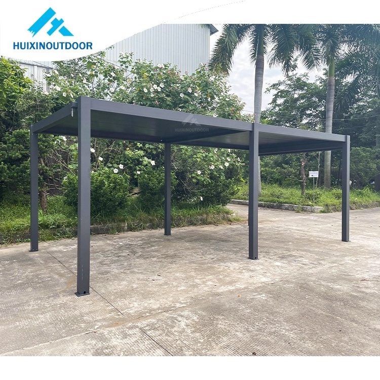 Solar Parking Gazebo Side Panel Sunroof Outdoor Garden Metal Aluminium Louver Pergola Aluminum Waterproof Pergola Louvered Roof