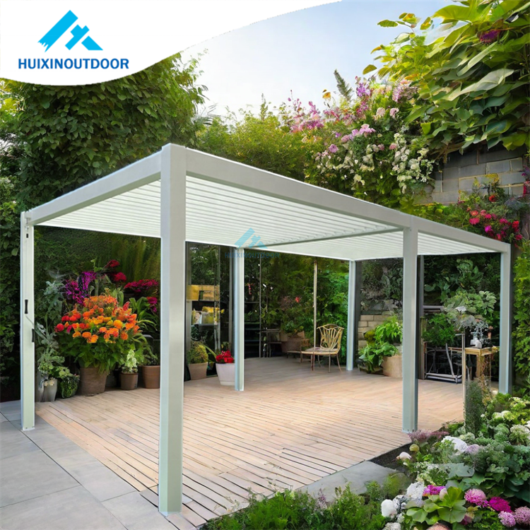 Aluminium Patio Roofing Louver Pergola For Gazebo Area Aluminum Wind Resistant Outdoor Roller Blinds With Gazebo Pergola