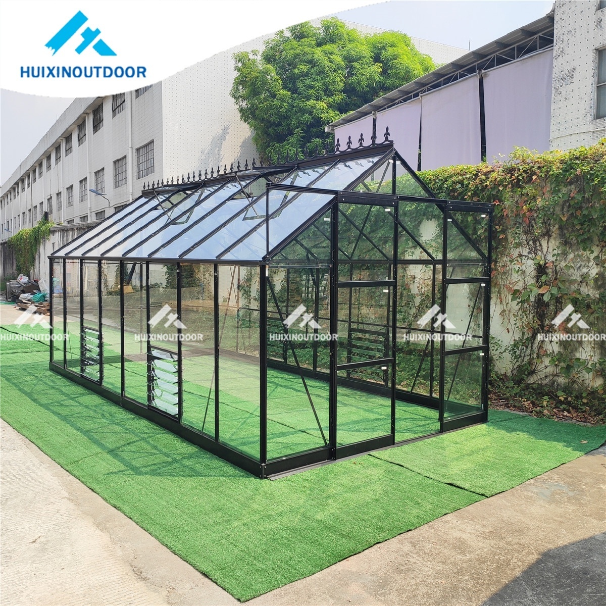 Modular prefab glass house poly green house tunnel automation sun room glass house outdoor prefab greenhouse