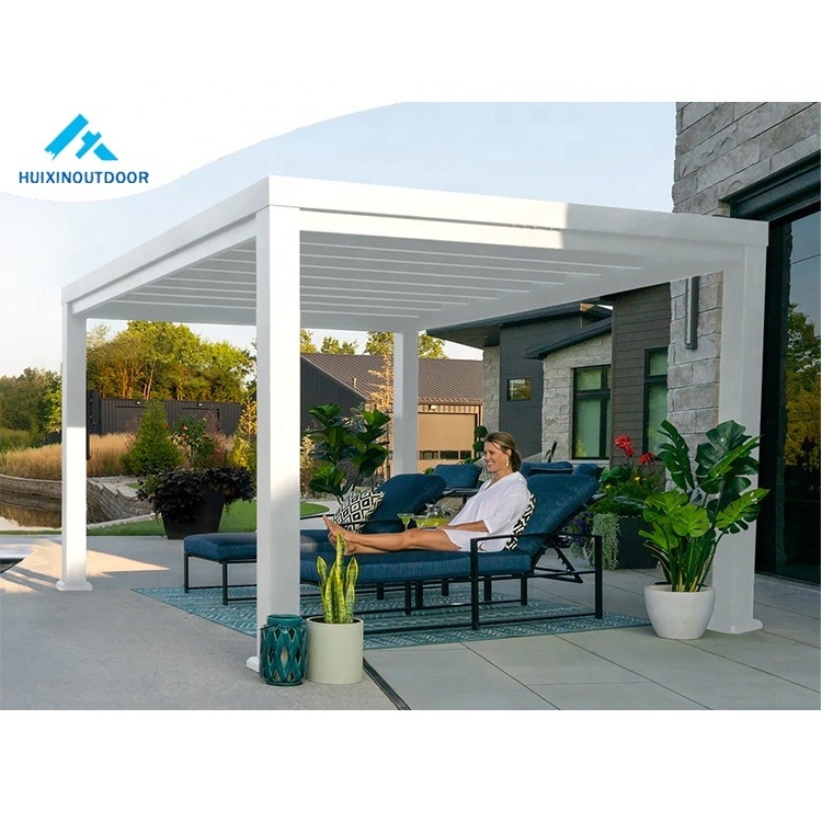 Aluminum Outdoor Gazebo Motorized Aluminium Hardtop Retractable Louvered Bracket Pergola Aluminium Bioclimatic  Pergola