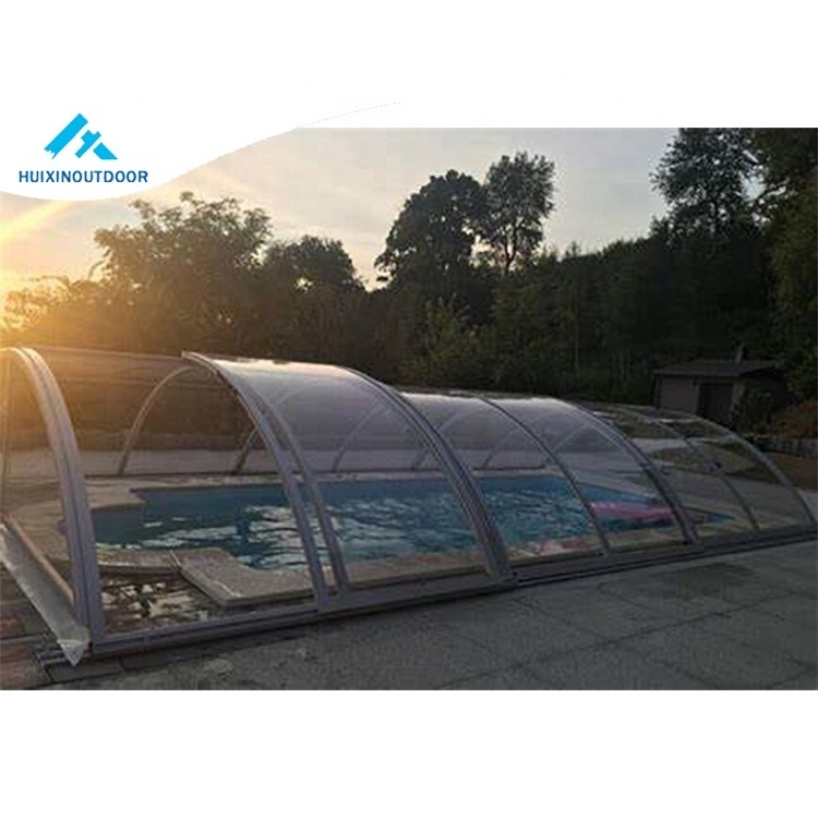 Aluminium telescopic roll decking swimming pool roof cover retractable outdoor oval automatic swimming pool leaf covers