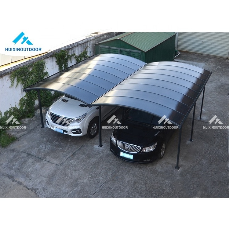 Double metal alu 2 post parking garages grey winter customized car ports and shelters carport Pc Double Type Carport canopy