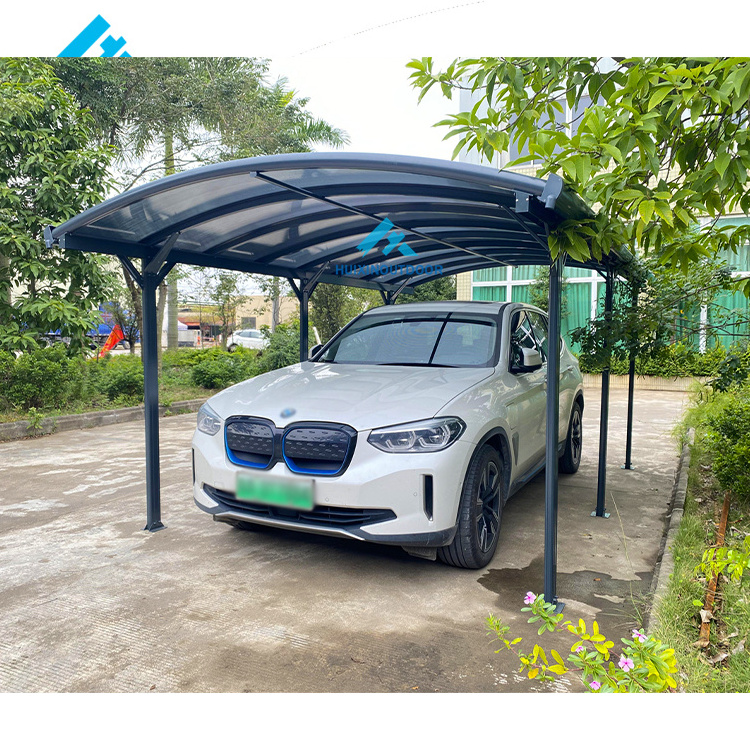 Plain Polycarbonate Shade Beton Car Garage 2 Post Cover Lean To Remote Controlled Folding Carport