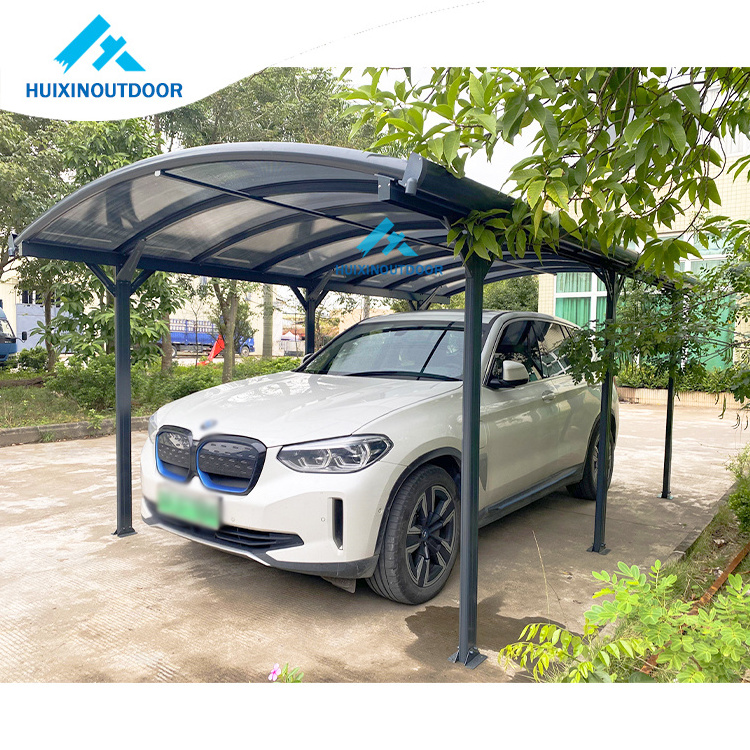 Plain Polycarbonate Shade Beton Car Garage 2 Post Cover Lean To Remote Controlled Folding Carport