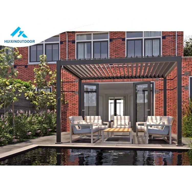 Aluminum Outdoor Gazebo Motorized Aluminium Hardtop Retractable Louvered Bracket Pergola Aluminium Bioclimatic  Pergola