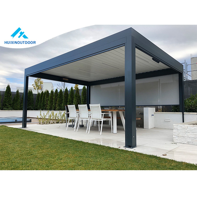 Aluminum Outdoor Gazebo Motorized Aluminium Hardtop Retractable Louvered Bracket Pergola Aluminium Bioclimatic  Pergola