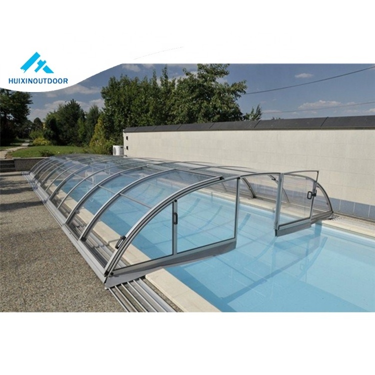 Aluminium telescopic roll decking swimming pool roof cover retractable outdoor oval automatic swimming pool leaf covers