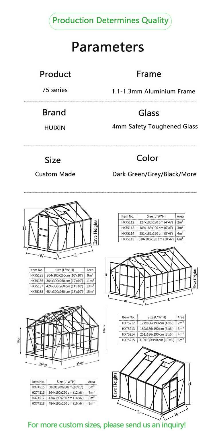 Modular prefab glass house poly green house tunnel automation sun room glass house outdoor prefab greenhouse