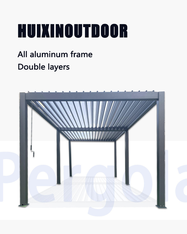 Waterproof Outdoor Aluminum Sunshade Modern Pergola Gazebo Pergola Aluminium Patio Canopy Outdoor Cover Pergola Louver Roof