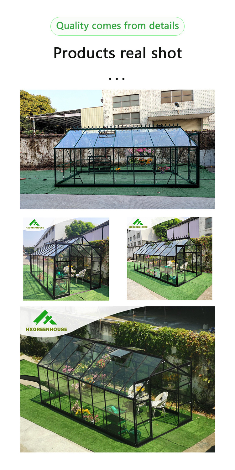 Modular prefab glass house poly green house tunnel automation sun room glass house outdoor prefab greenhouse