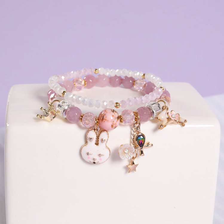 Wholesale Fashion Cute Kawaii Crystal Bracelet Enamel Animal Charm Bracelet for Women Girls Jewelry