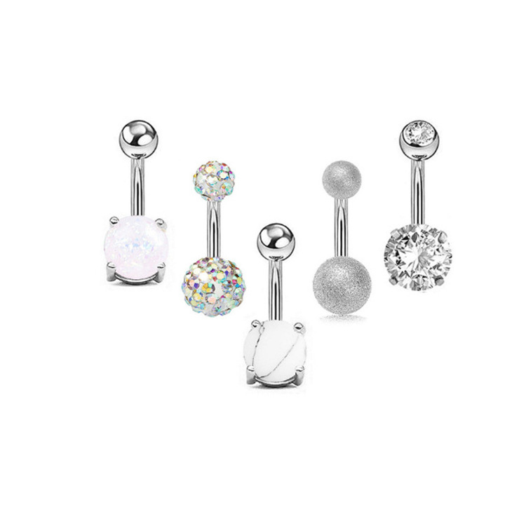 High Quality Stainless Steel Belly Button Rings CZ Zircon Piercing Navel Rings for Women Jewelry