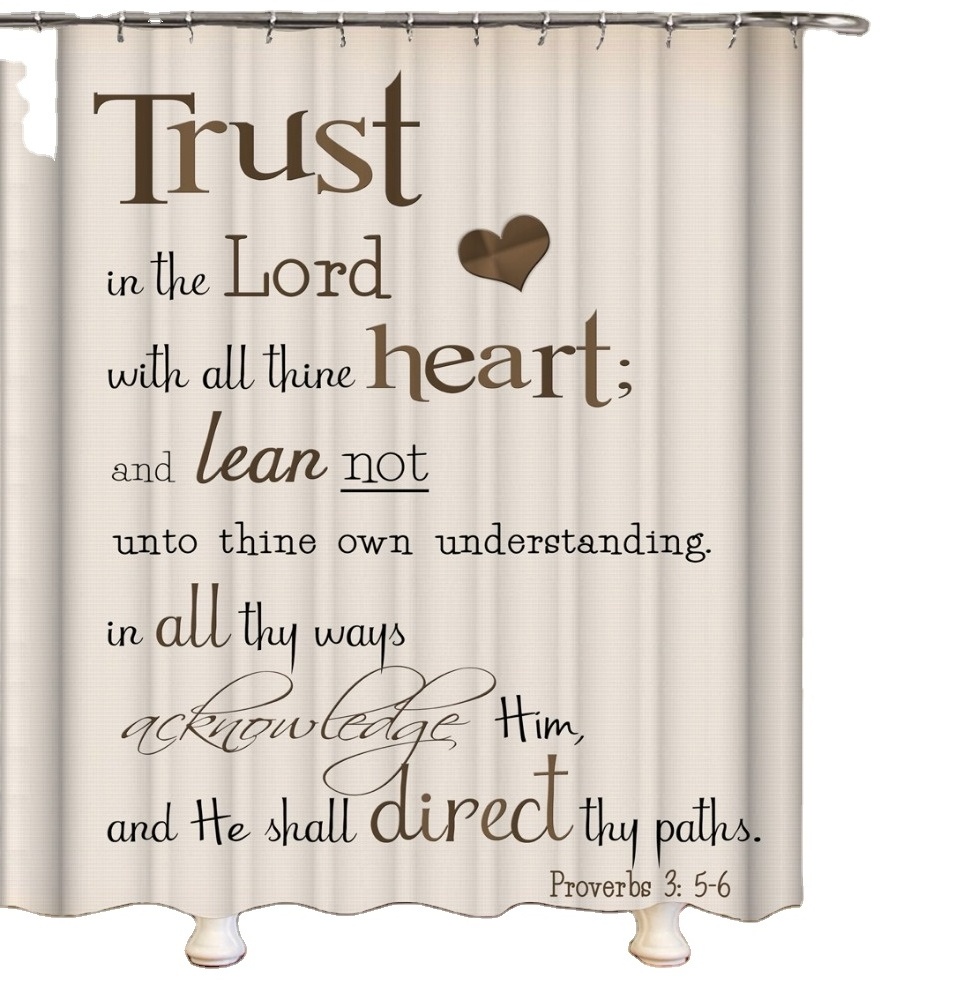 72 x 72 Inch Shower Curtain,Bible Verse Scripture Quotes Proverbs Waterproof Polyester Fabric Decorative Bathroom Bath Curtains