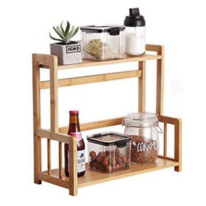 Bamboo Spice Rack Storage Shelves 2 Tier Kitchen Counter Shelf Standing Holder