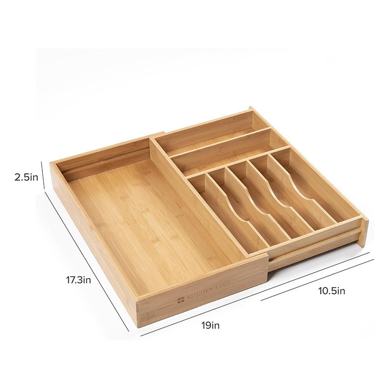 Expandable Wood Bamboo Flatware and Utensil Organizer for Kitchen Drawers