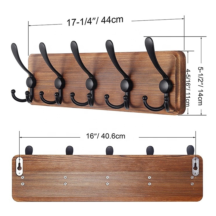 Wall Hanging Shelf Wood Coat Hooks for Wall with Shelf Wall