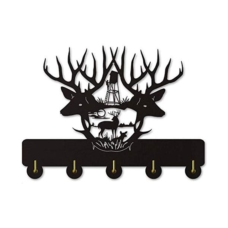 Deer Antler Wall Coat Wooden Rack for Household Decor