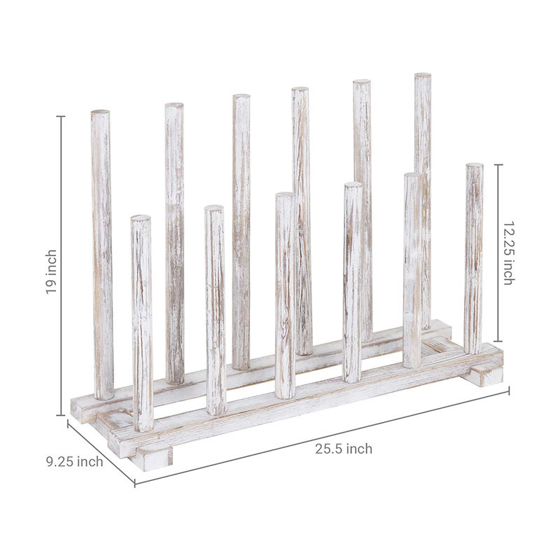 Whitewashed Wood Tall Boots Holder Inverter Rack Organizer