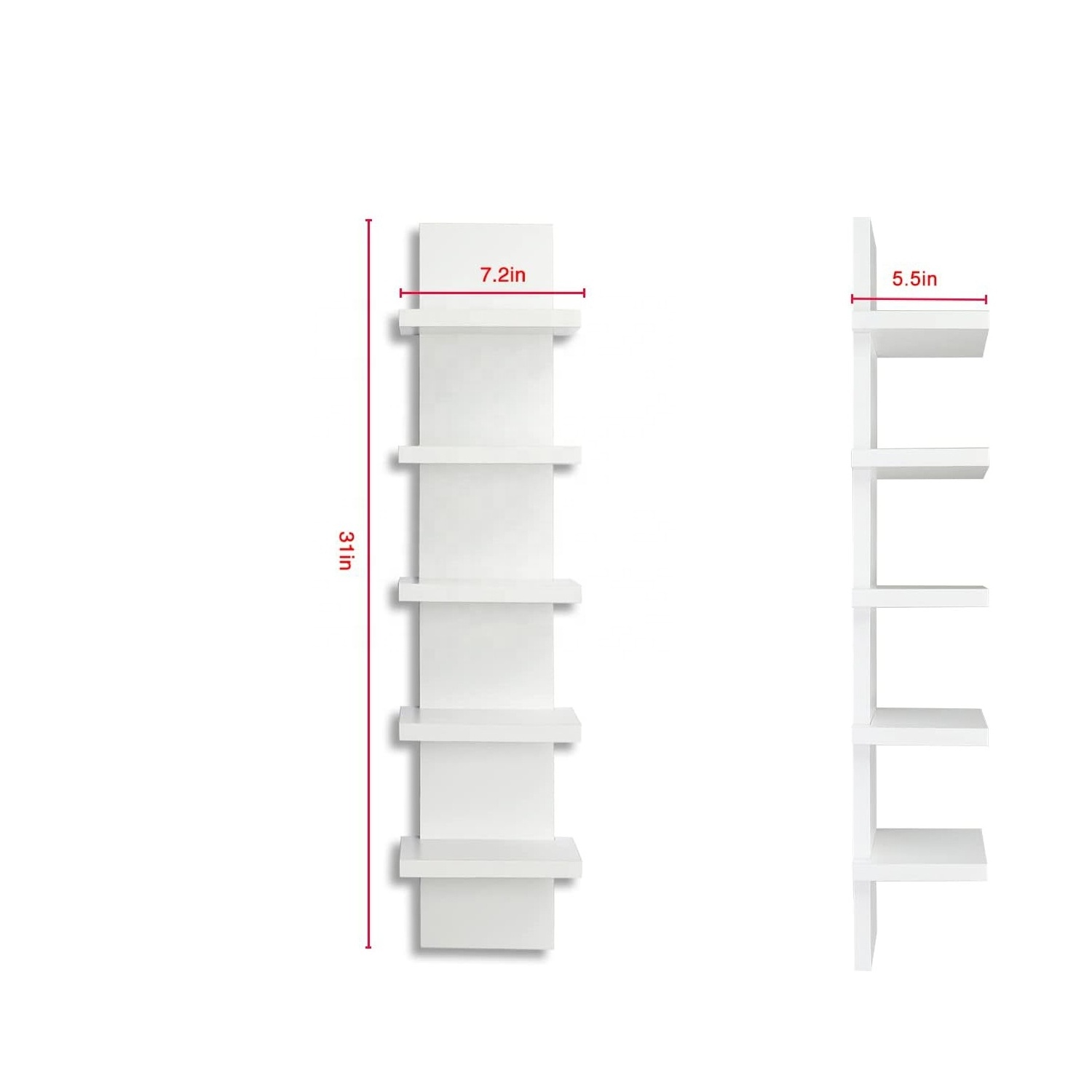 White Vertical Floating Shelf-Narrow Decorative Wall Mount Modern Wall Decor Shelves for Bedrooms